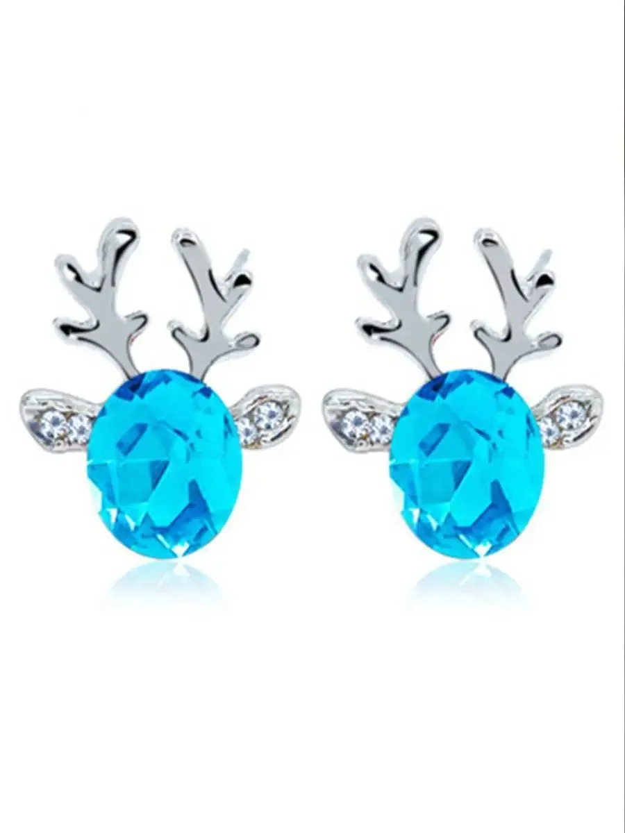 Christmas Crystal Jewel Antler Earrings