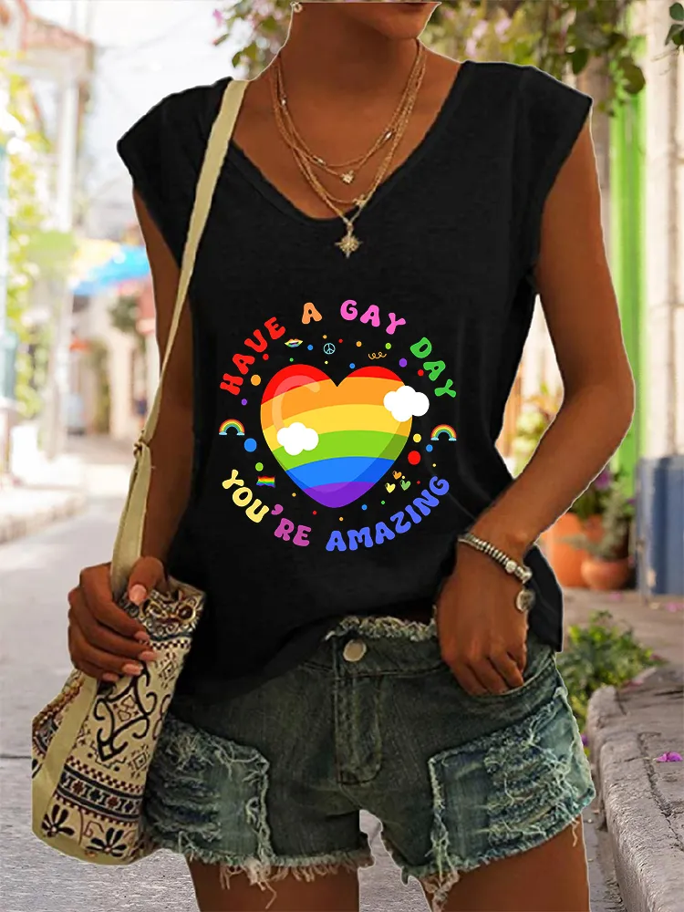 Women's Have A Gay Day You Are Amazing V-neck Vest