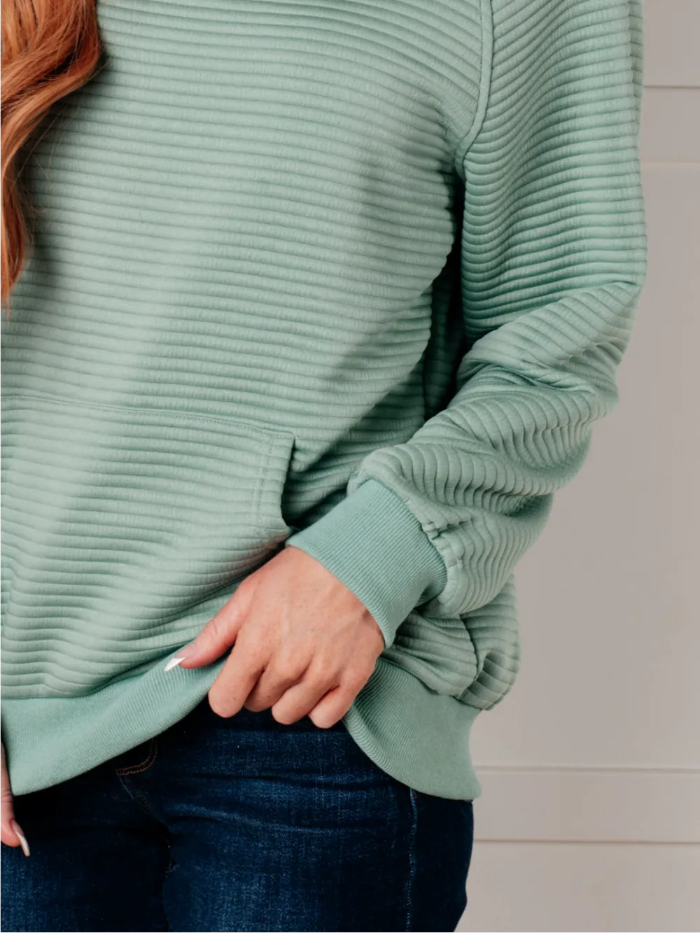 Loose Stripe Comfortable Breathable Green Hoodie