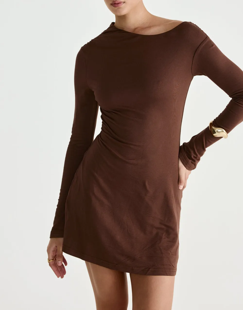 Designer Asymmetric Neckline Mini Dress