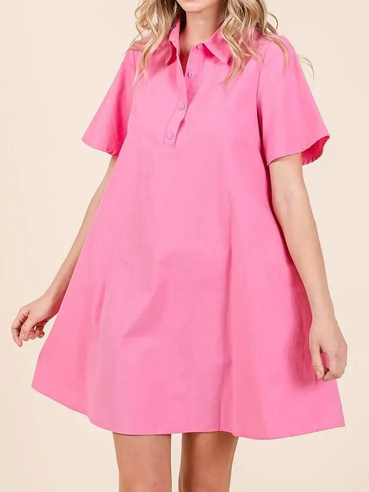 Daily Cute  Simple Slim Temperament Pink Dress