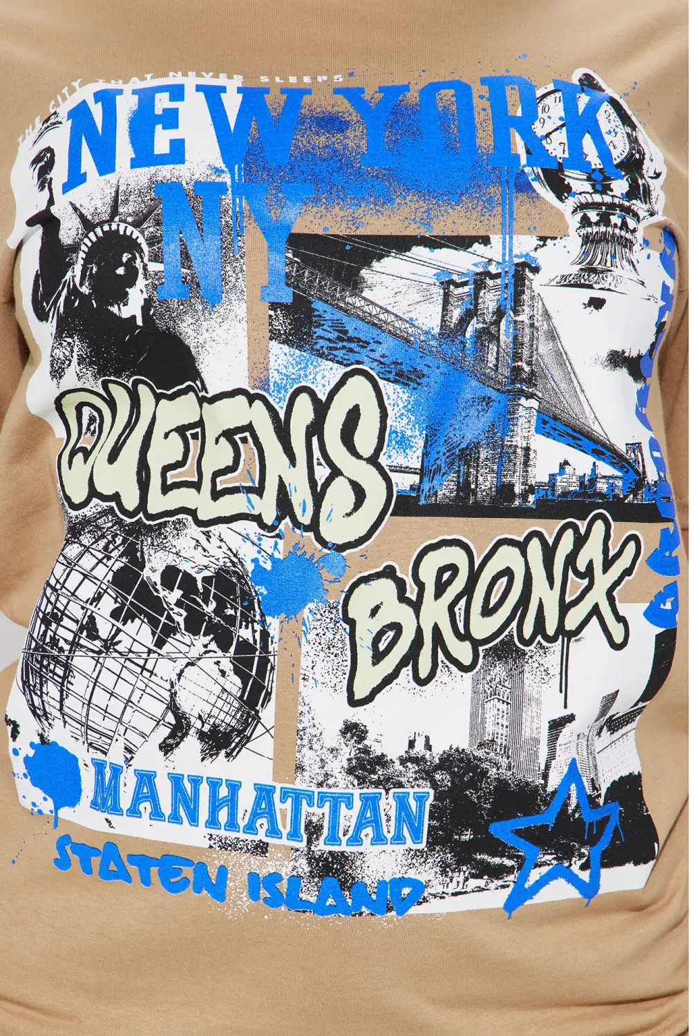 Anywhere In New York Graphic Tshirt - Sand