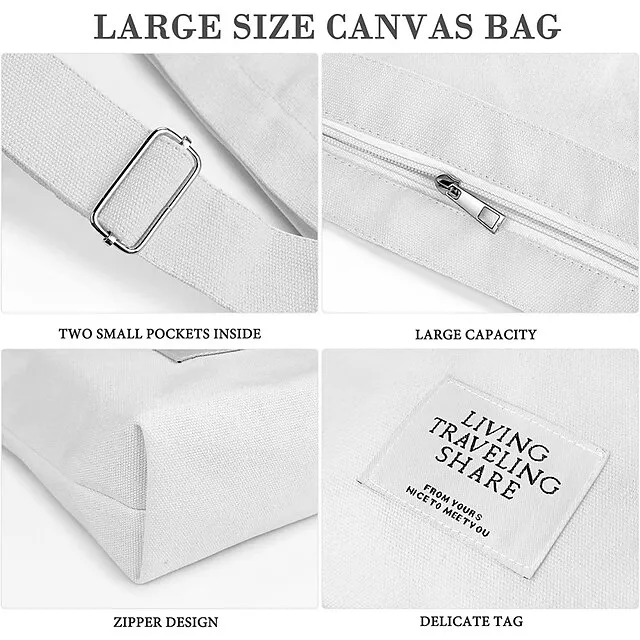 Canvas Tote Bag For Women Retro Large Size Canvas Shoulder Bag Hobo Crossbody Handbag Casual Tote For Shopping And Travel