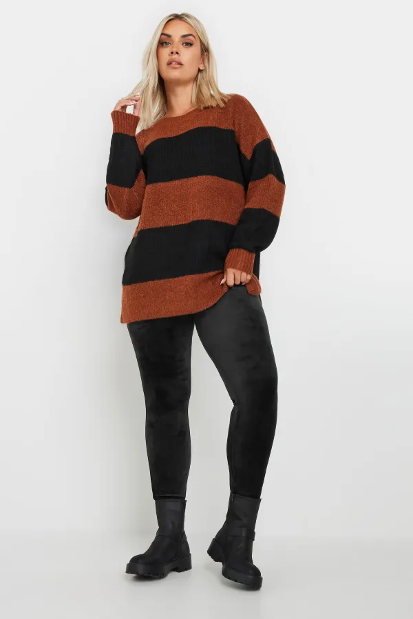 YOURS Curve Black Velour Leggings