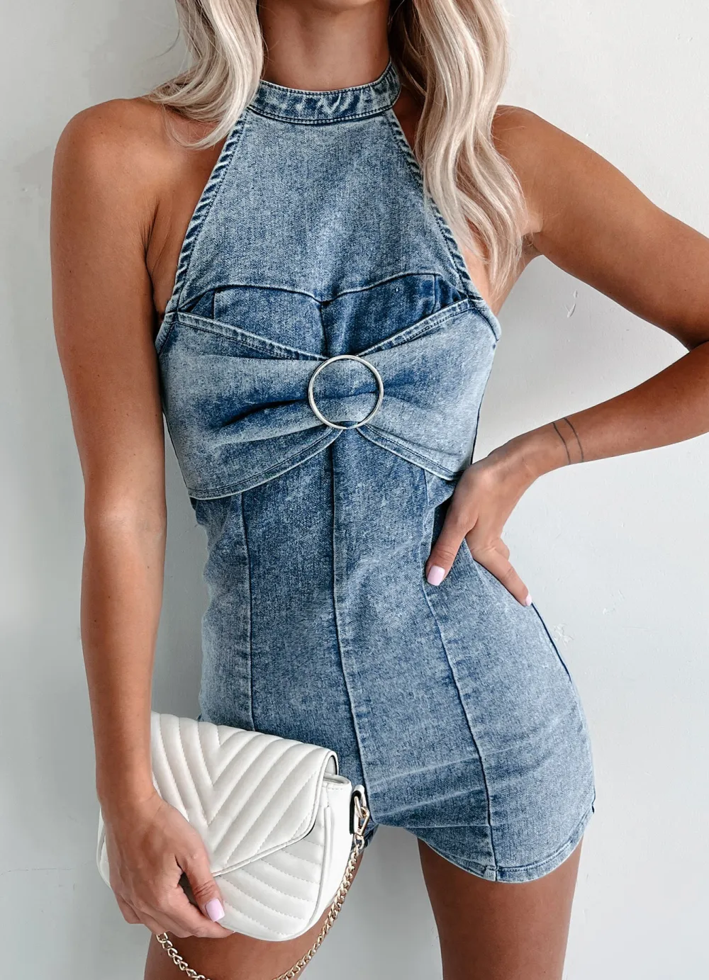 Denim Halter Romper