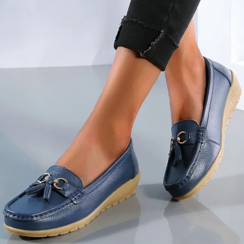 Women Flats Ballet Leather Breathable  Casual  Shoes