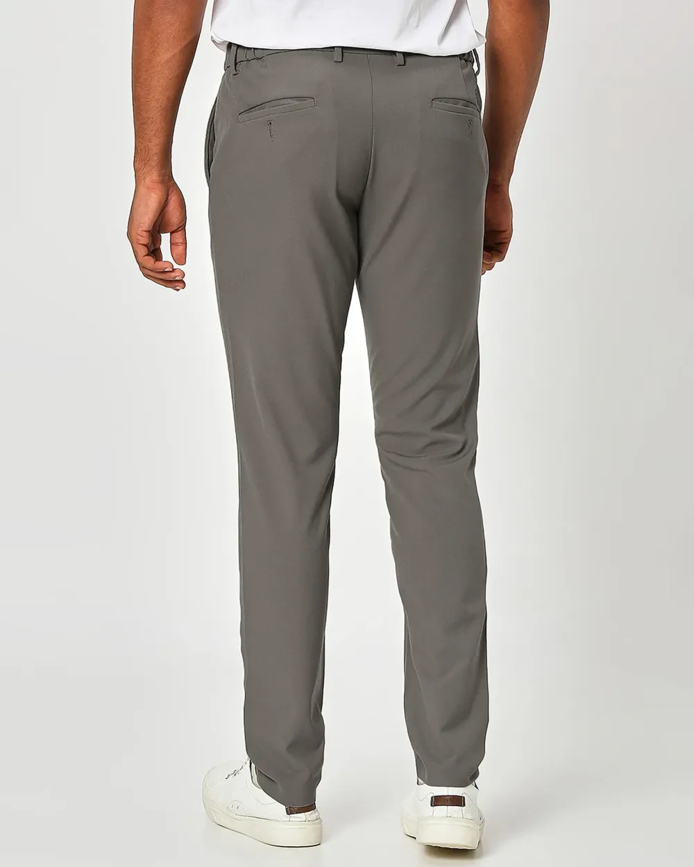 Classic Versatile Slim-Fit Straight-Leg Beige Trousers