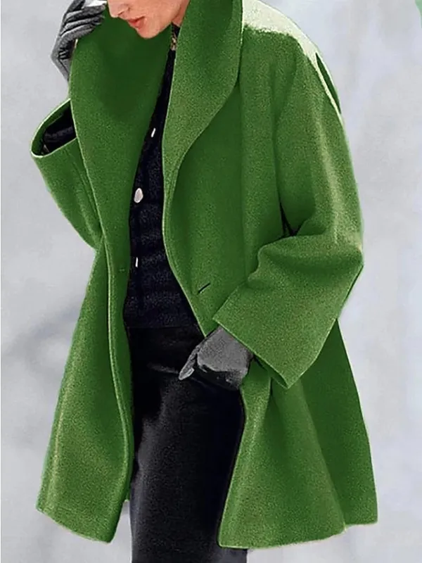 Women's Coat Regular Hooded Coat Camel Green White Black Gray Basic Essential Street Fall Lapel Regular Fit S M L XL XXL XXXL / Daily / Casual / Solid Color / Winter