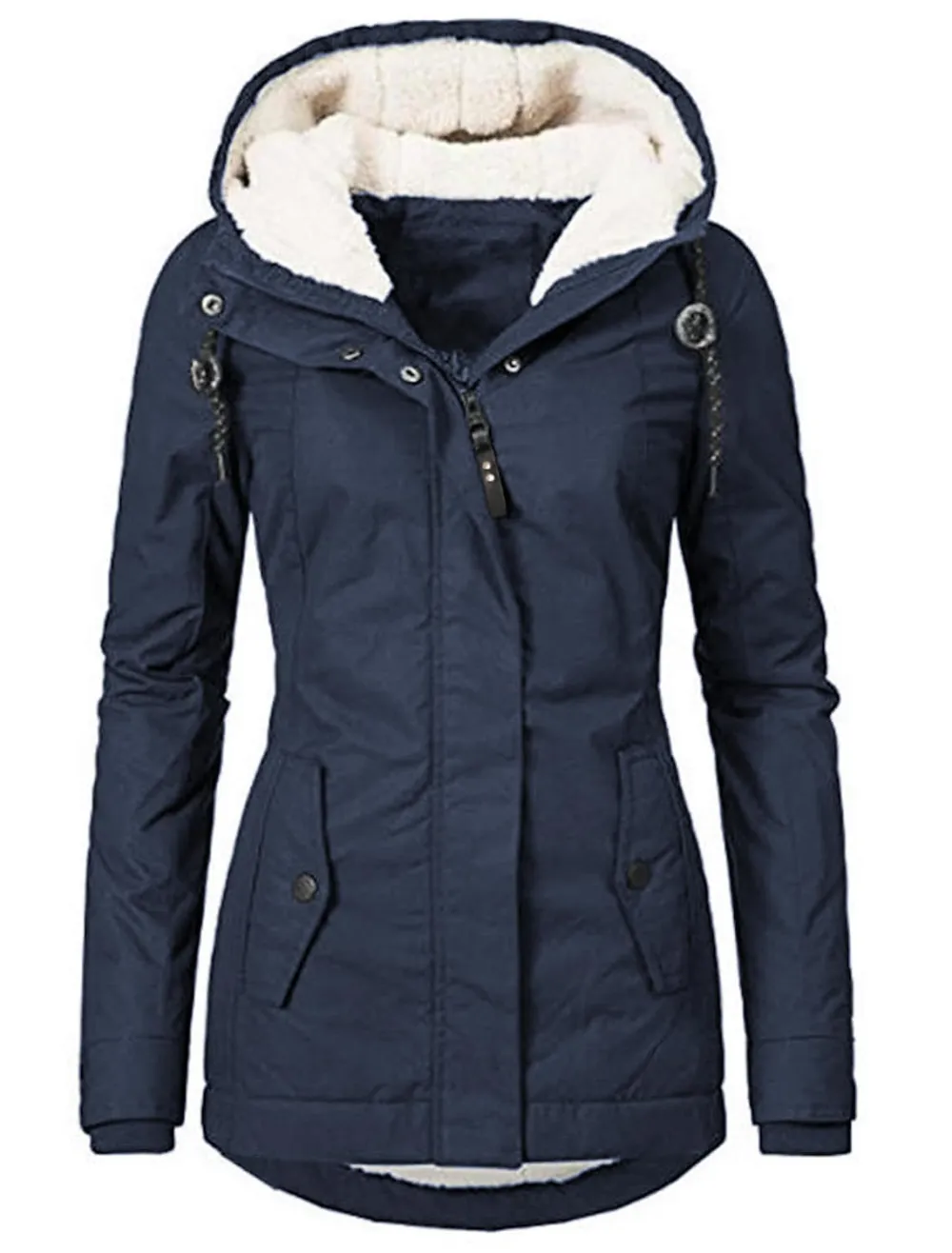Women's waterproof parka fleece jacket