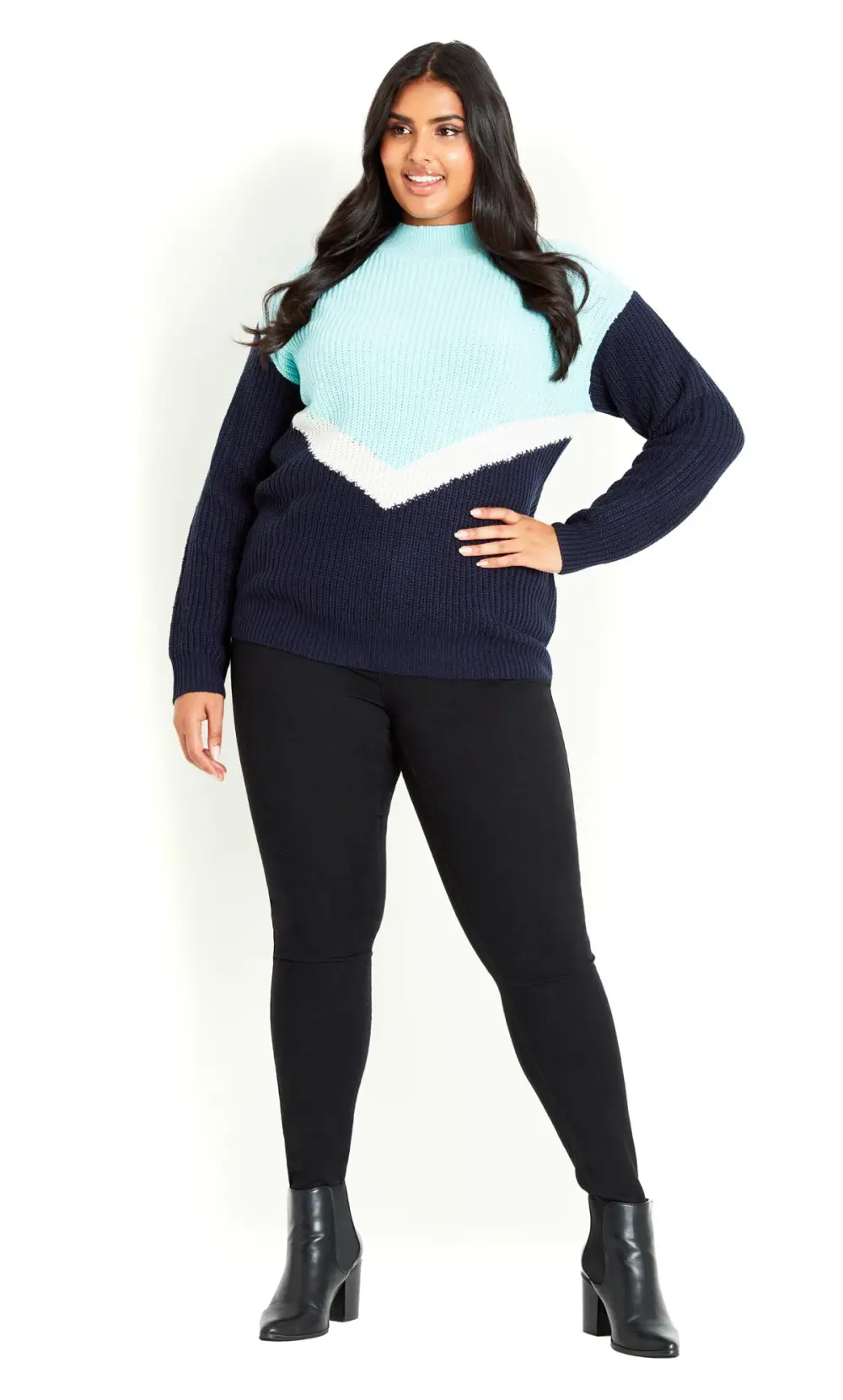 Evans Navy & Blue Chevron Jumper