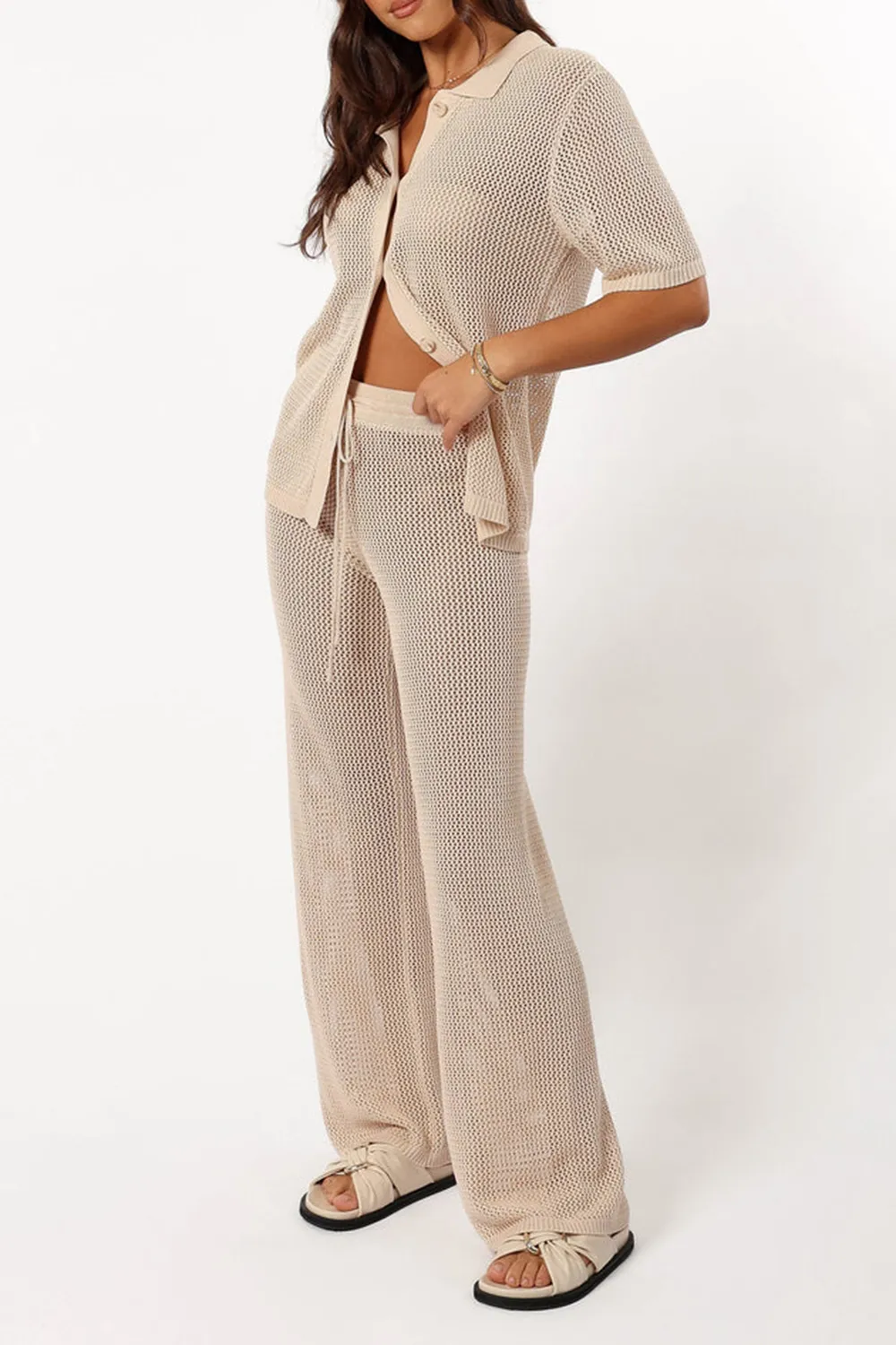 MESH TEXTURED PANTS KNIT PANT