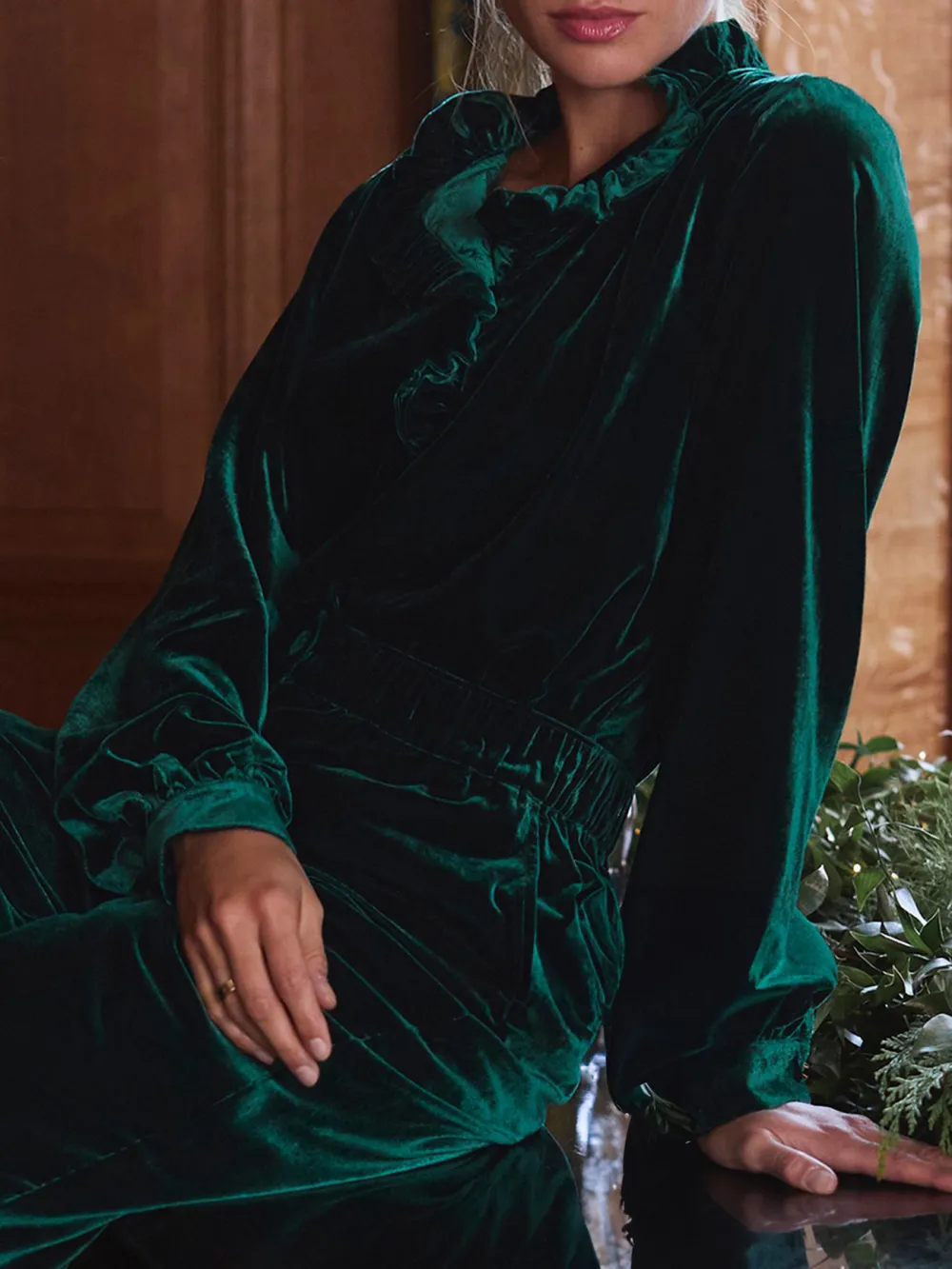 Medium Stretch Green Velvet Blouse