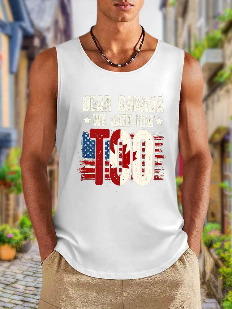 Men'S Dear Canada We Hate Him Too Round Neck Cotton Vest