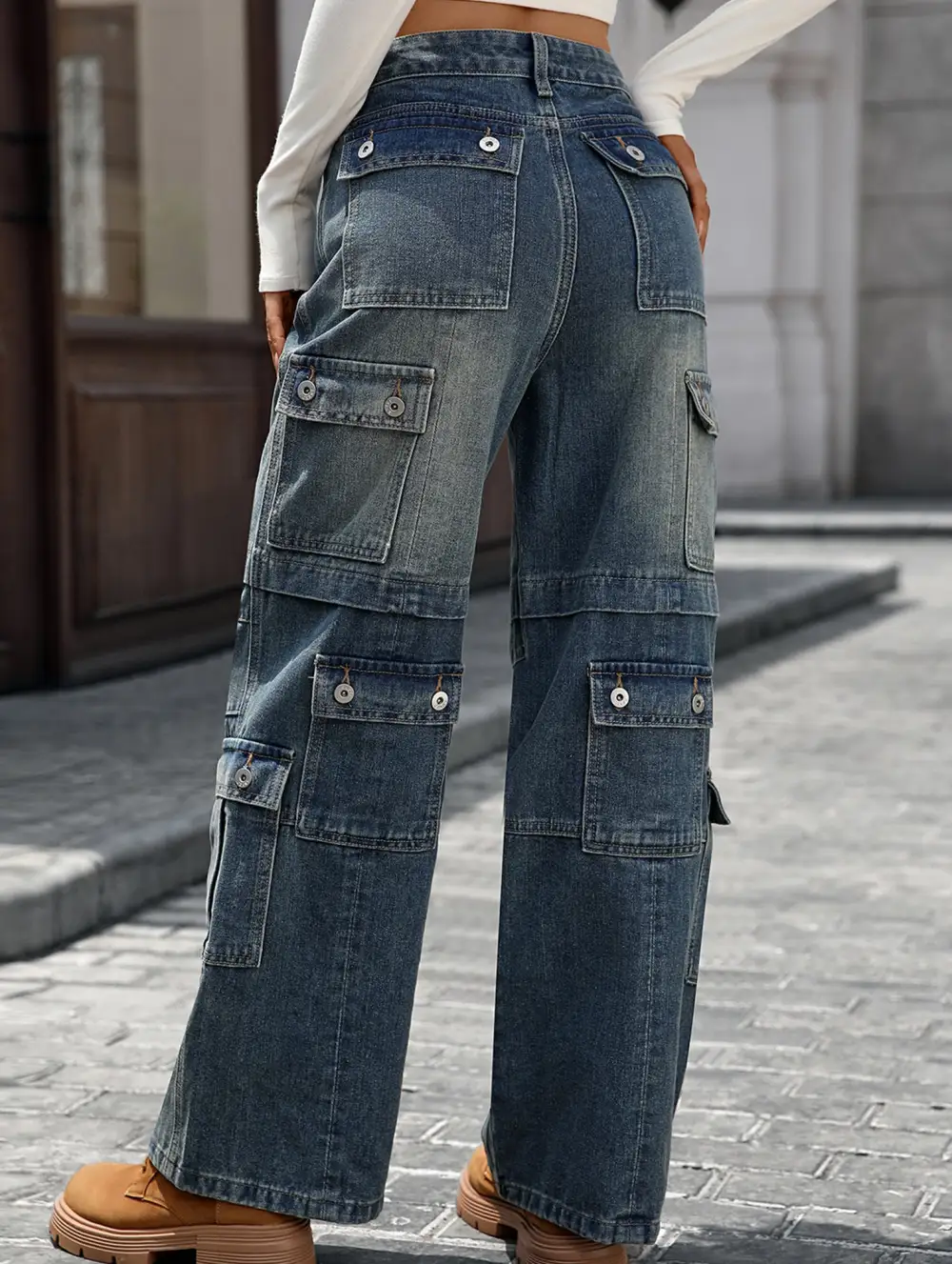 Washed Heavy Duty Multi Pocket Jeans