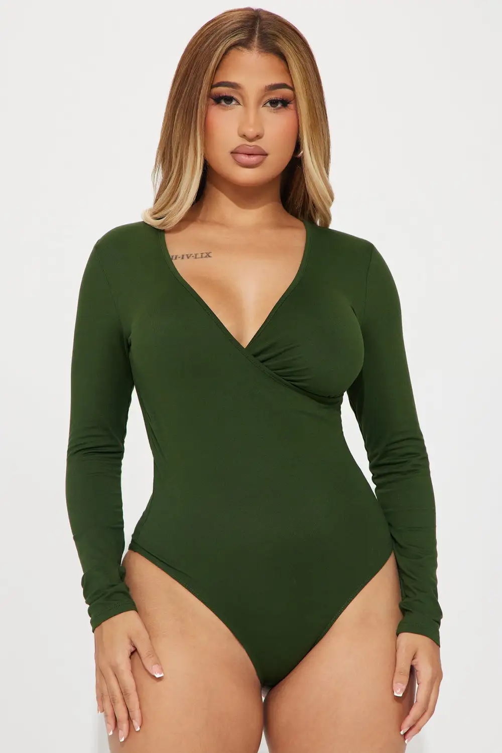 Bonnie Surplice Bodysuit - Green