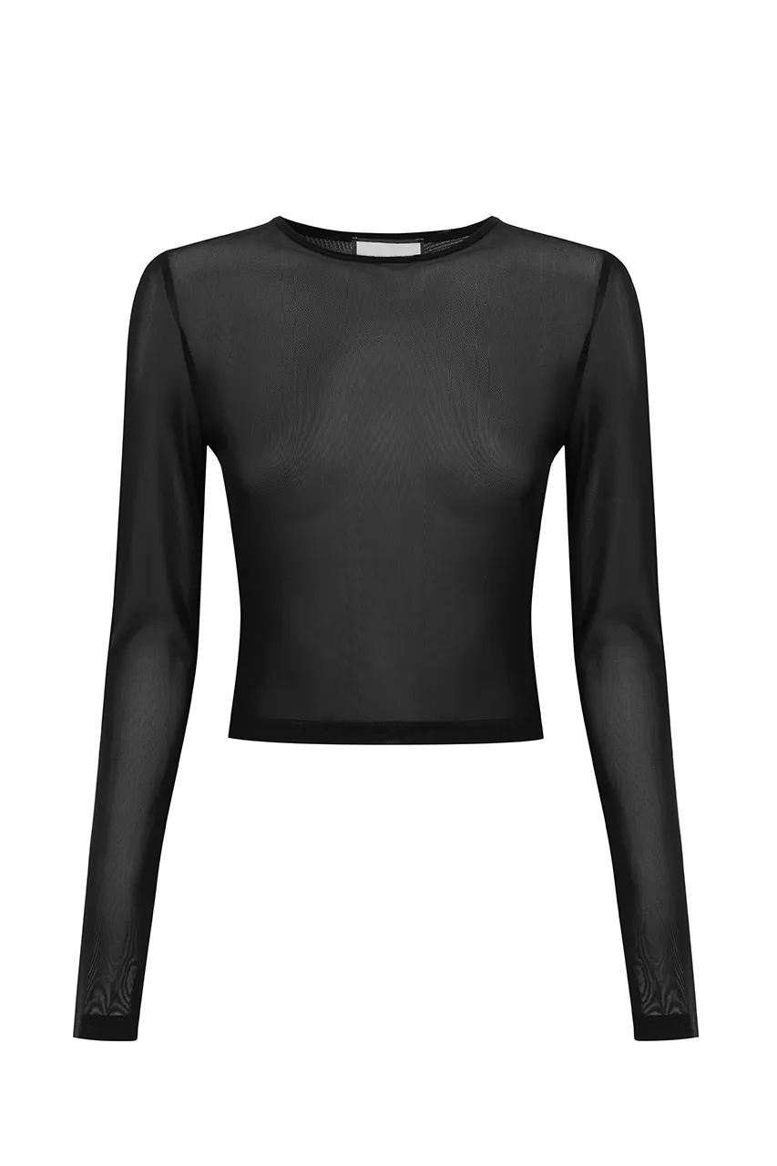 Black Sexy Long Sleeve Bottoming Top