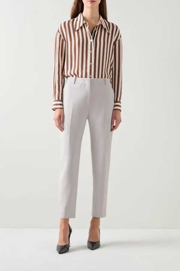 Light Grey Slim Fit Ankle Length Trousers