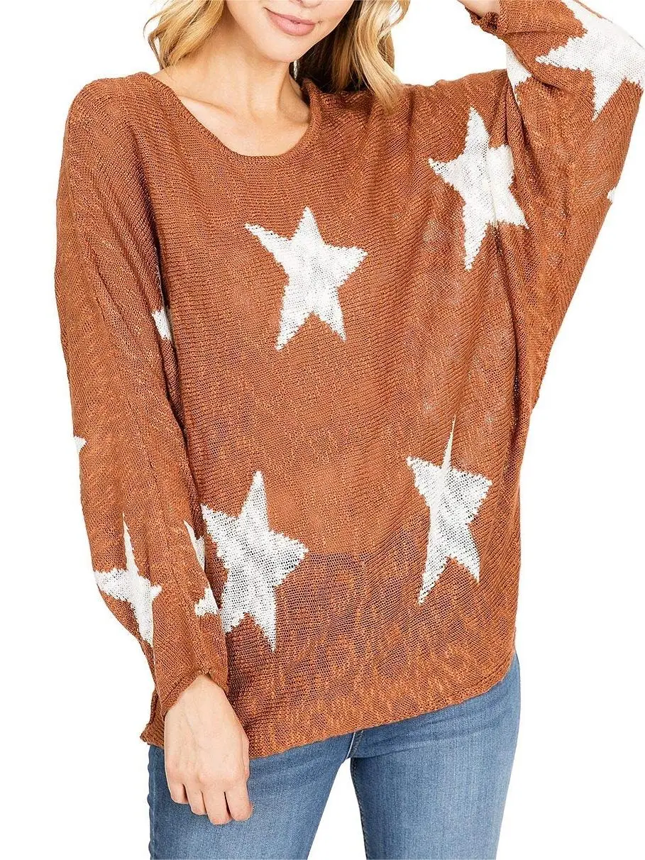 Maroon Star - Print Oversized Sweater