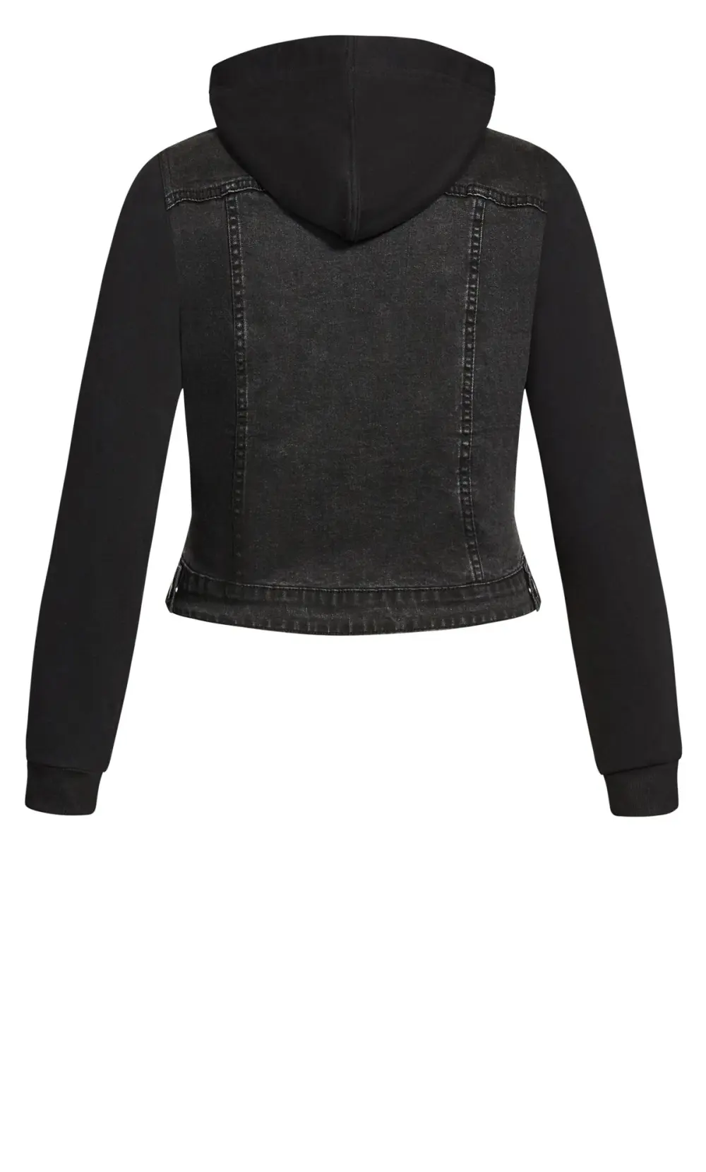 Evans Black Denim Mix Hooded Jacket