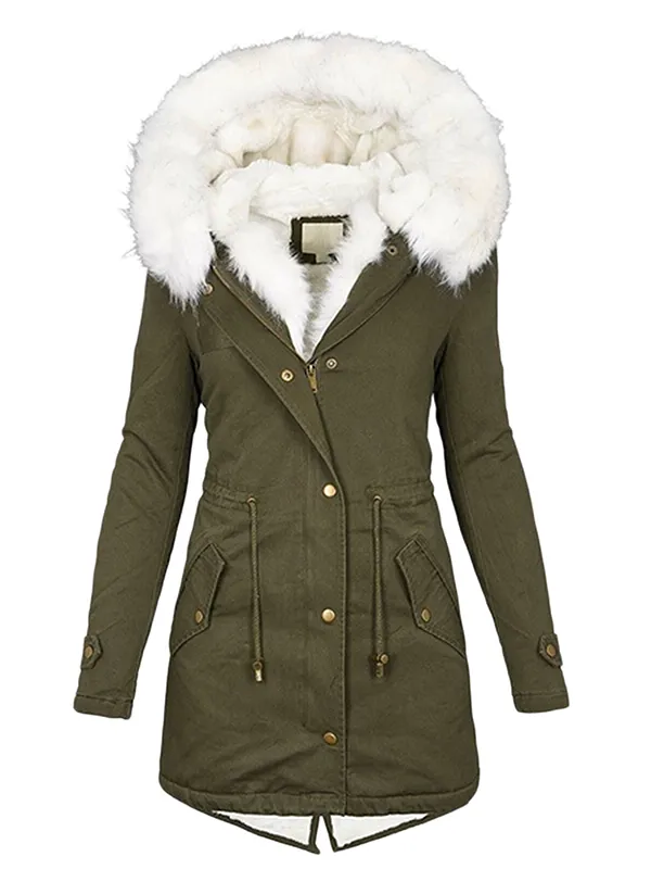Ladies winter warm hooded coat