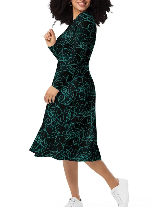 Geometric Line Print Dress