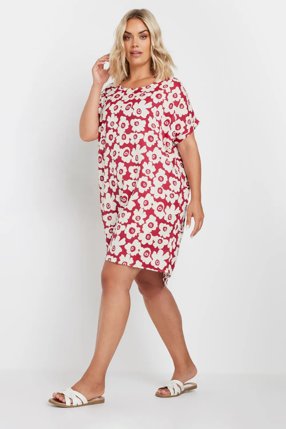 YOURS Curve Red Floral Print Tunic Dress