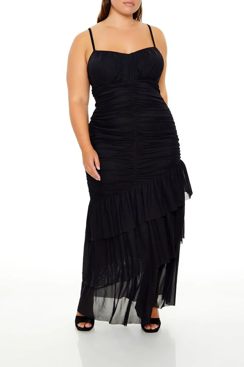 Plus Size Tiered Ruched Maxi Dress