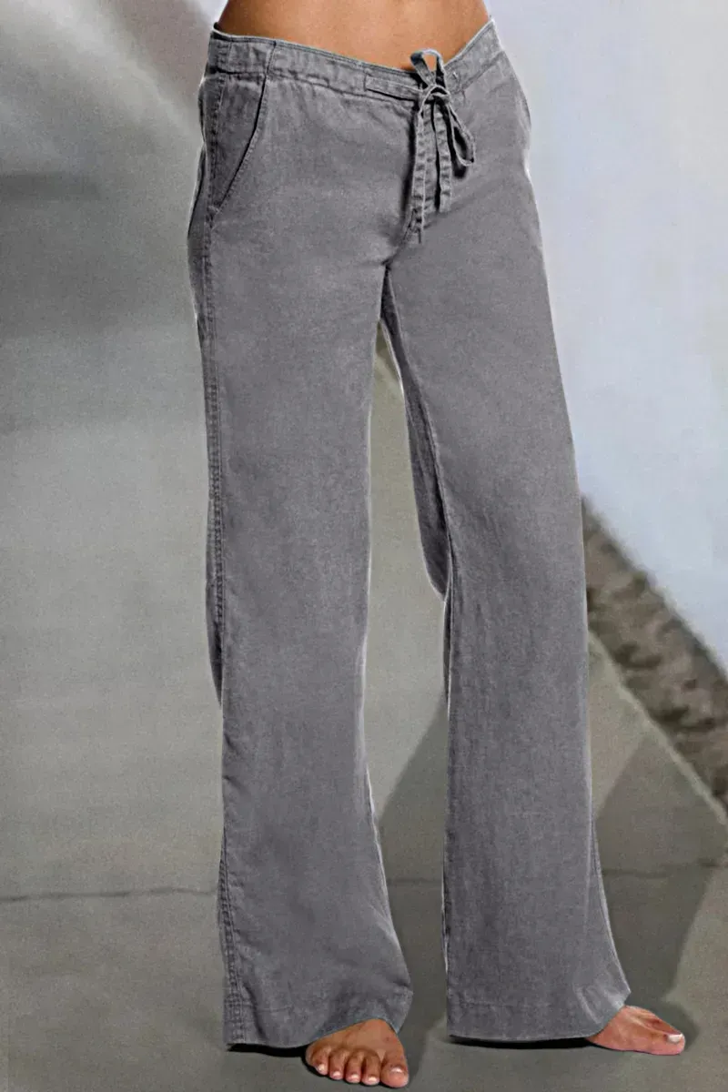 Drawstring Low Waist Wide Leg Jeans