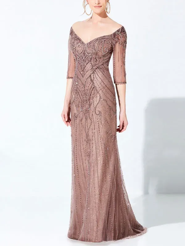 Strapless gold thread temperament elegant wedding ladies dress