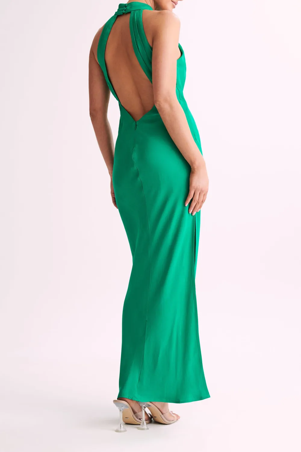 Satin Drape Back Maxi Dress with Split