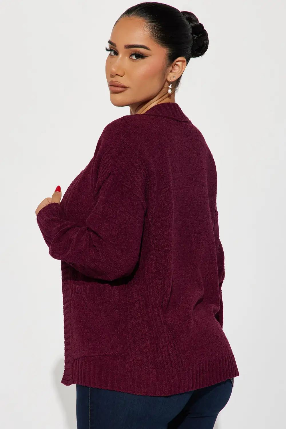 Vibin' Casually Cardigan - Wine