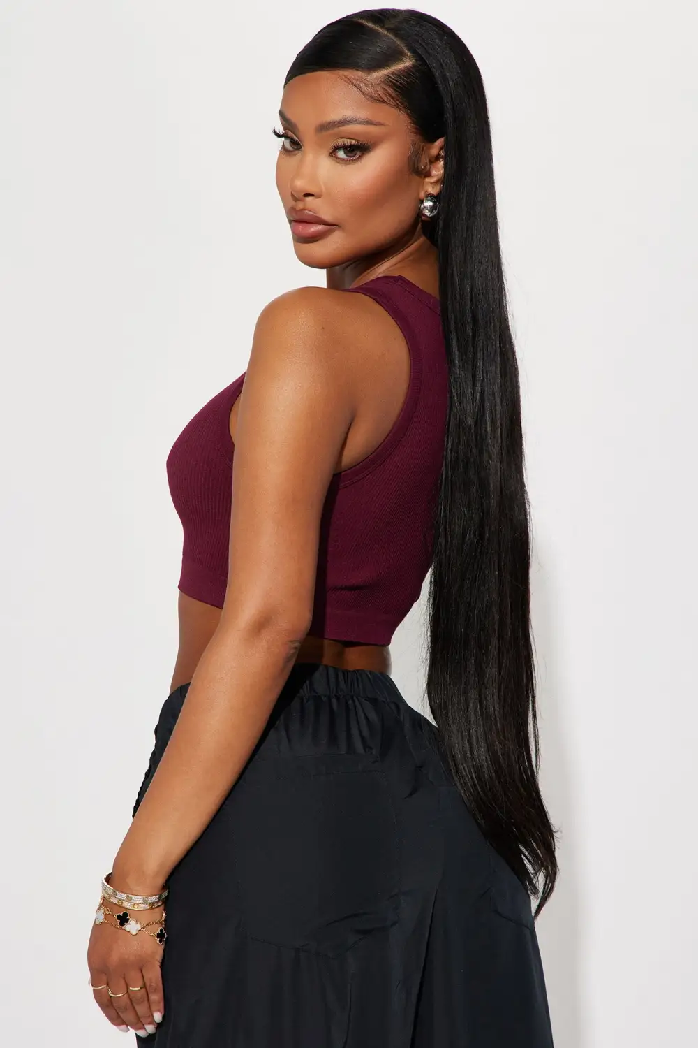Jackie Seamless Crop Top - Burgundy