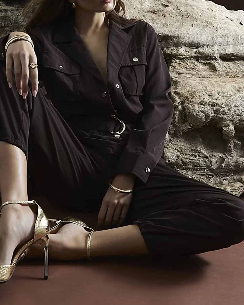 Versatile Brown Long-Sleeved Elegant Bodysuits