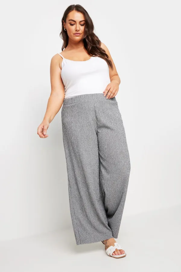 YOURS Curve Natural Brown Textured Wide Leg Trousers