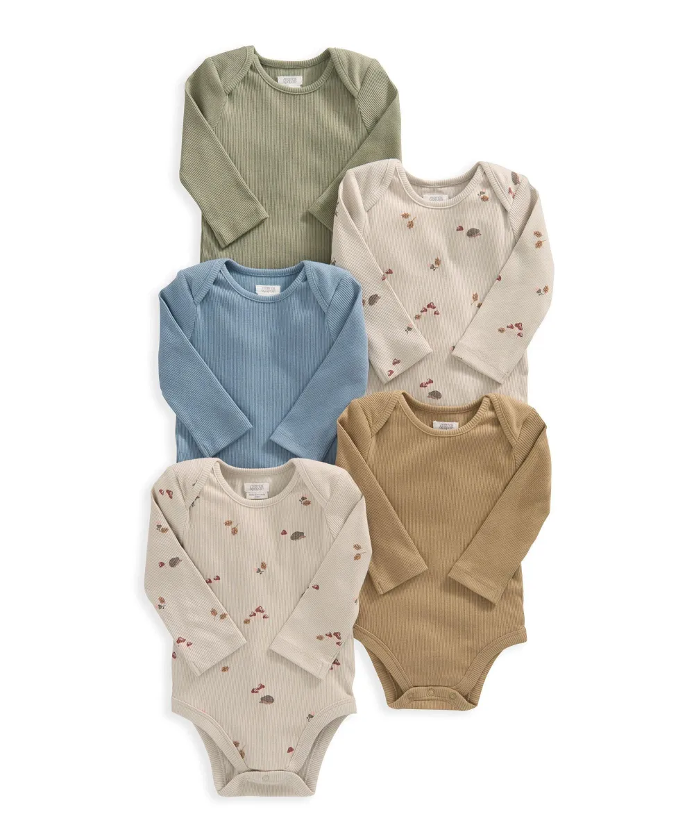 Ribbed Long-Sleeve Bodysuits (Set of 5) - Autumn