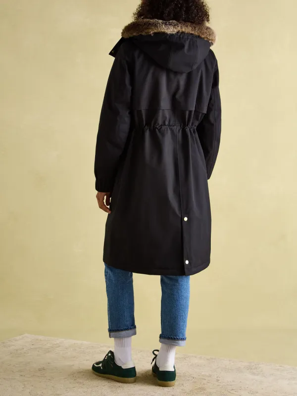 Cosy Black Waterproof Fleece Lined Raincoat