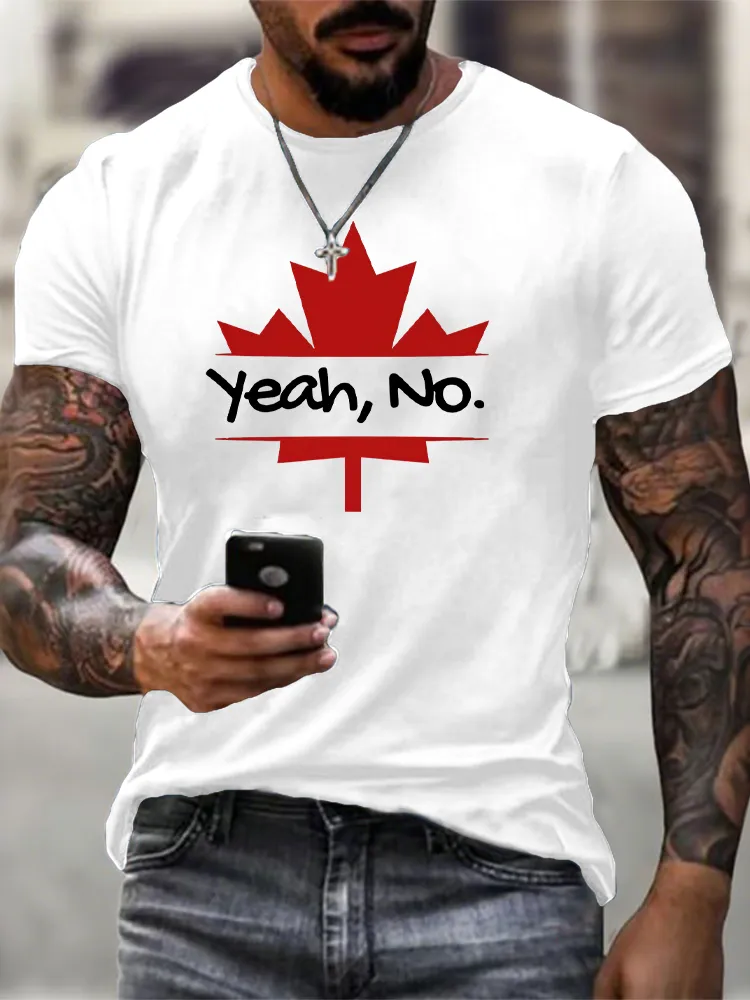 Round-Neck Short-Sleeved Shirt Yeah,No T-Shirt