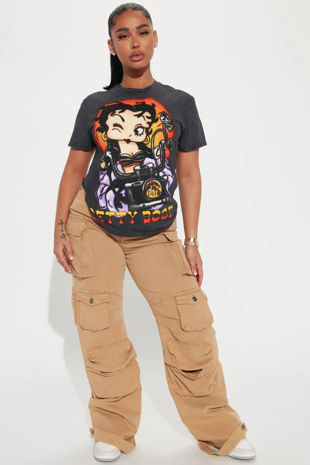 Betty Boop Mineral Wash T-Shirt - Black Wash