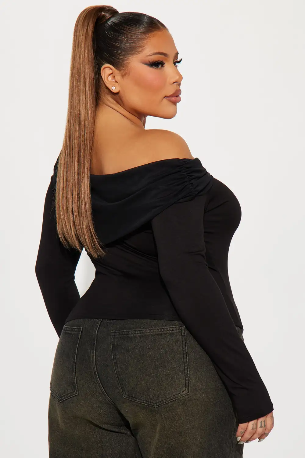 Alessandra One Shoulder Top - Black