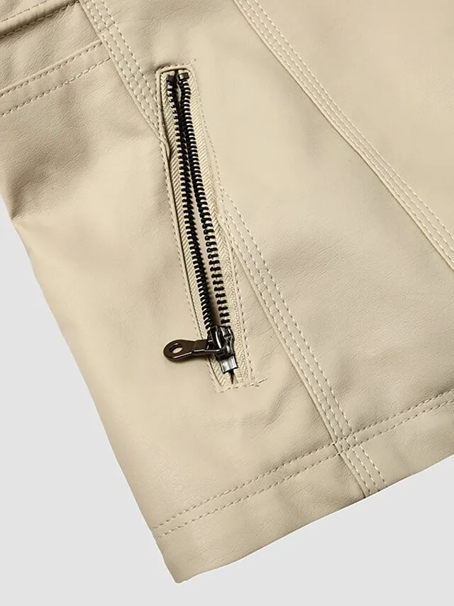 Women's Faux Leather Fall Hoodie Moto Biker Hoodie Jacket Windproof Warm Pocket Sports Solid Color Maillard Outerwear Long Sleeve Winter Fall Black Camel Red Street Casual Daily  M L XL