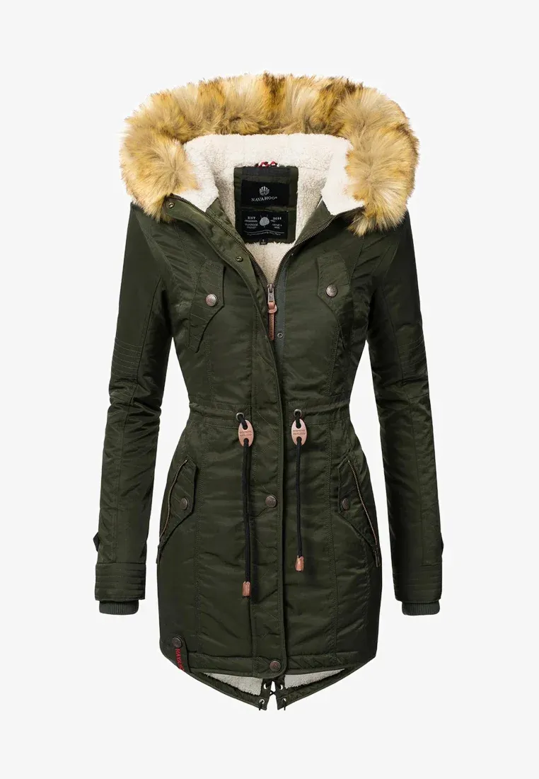 Women's padded parka coat red