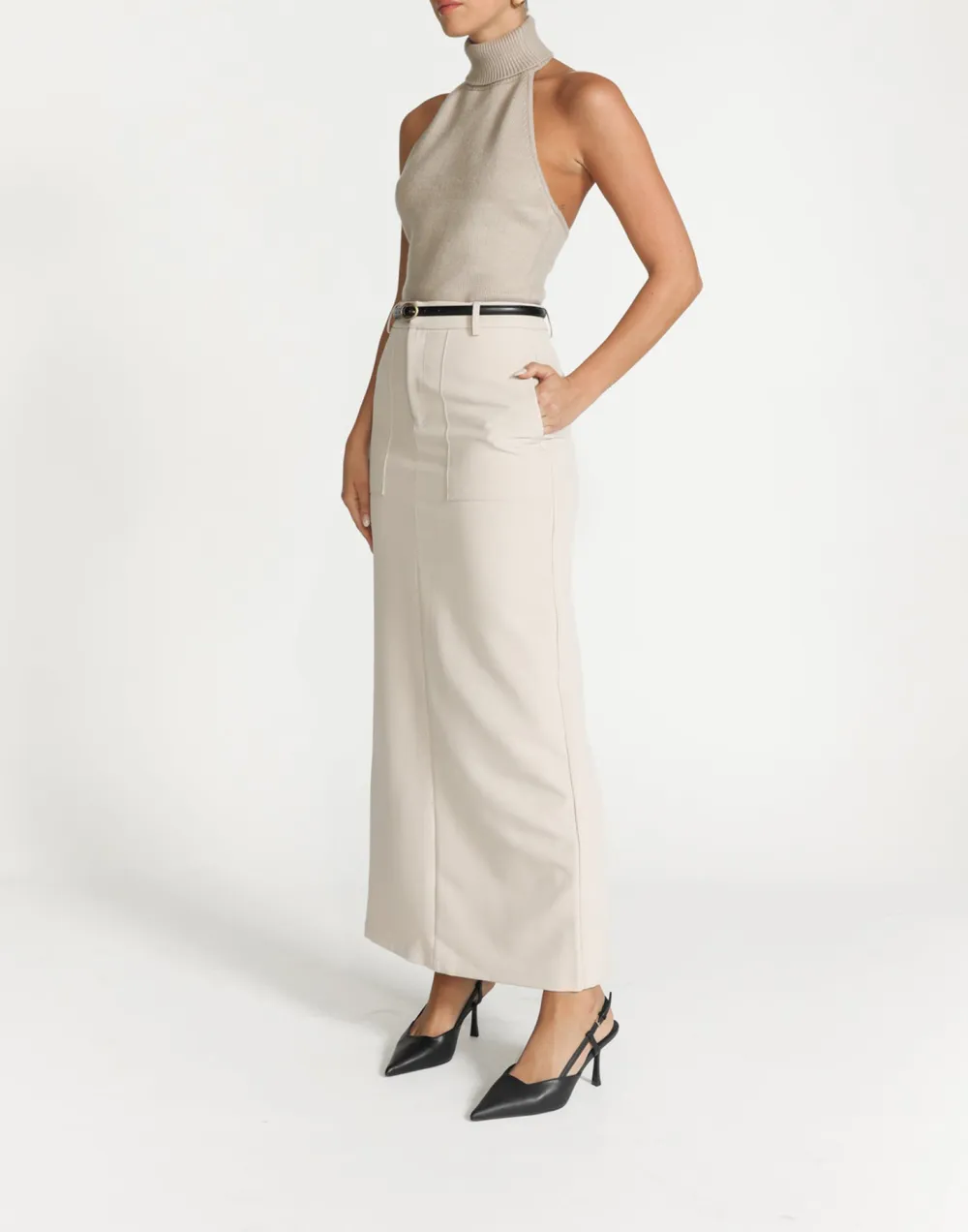 Minimalist Three Dimensional Cut Slit Skirt