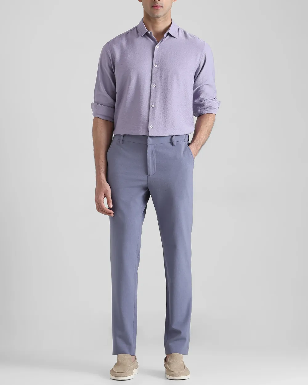 Leisure Simple Comfortable Slim-Fit Breathable Lilac Shirt