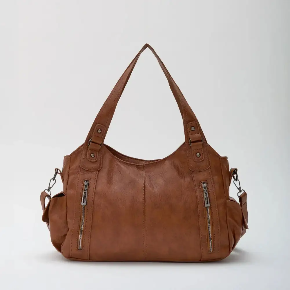 Pocket Front Leather Crossbody Bag