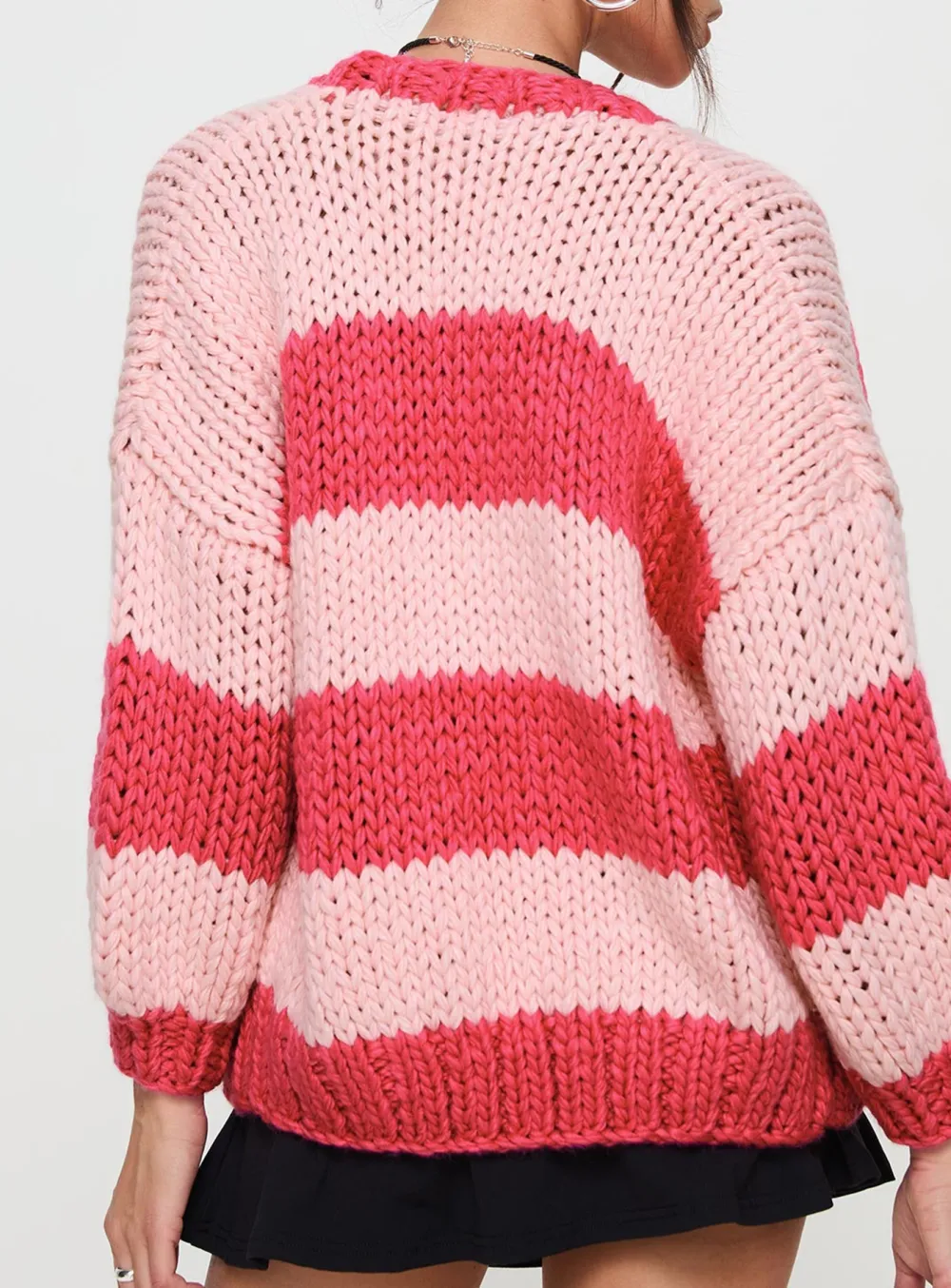 Balloon Sleeves Knit Cardigan Olive