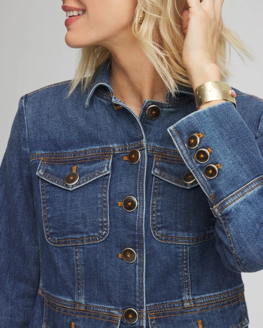 Blue Denim Cropped Jacket