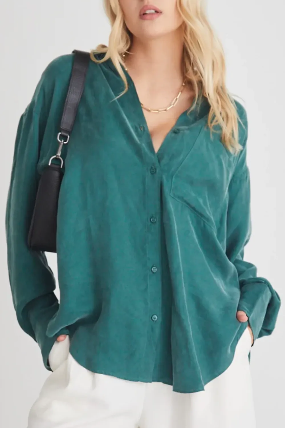 Forest Cupro Oversized Long - Sleeve Shirt
