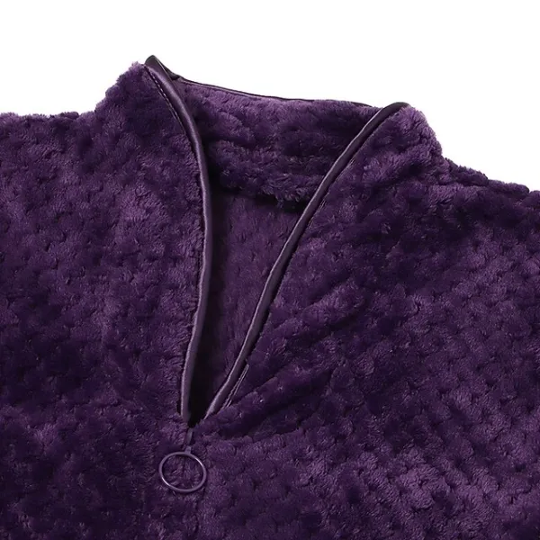 Women's Fleece Robes Fluffy Fuzzy Warm Pajama Gown Bathrobes Nighty 1 PCS Pure Color Plush Simple Comfort Home Daily Bed Coral Velvet Warm Breathable V Wire Long Sleeve Basic Fall Winter White Gray