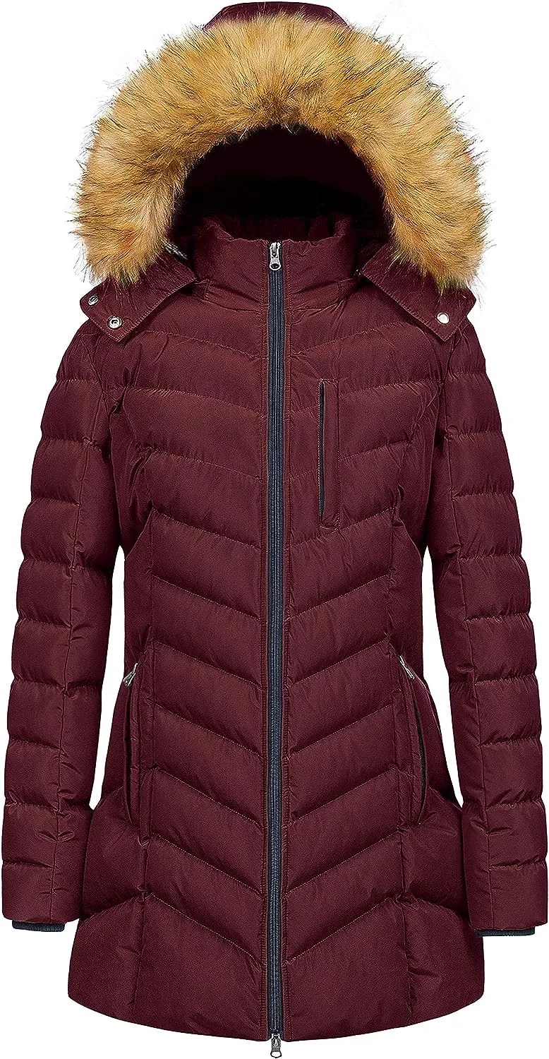 US Women's Winter Hooded Coat Waterproof Warm Long Puffer Jacket Parka