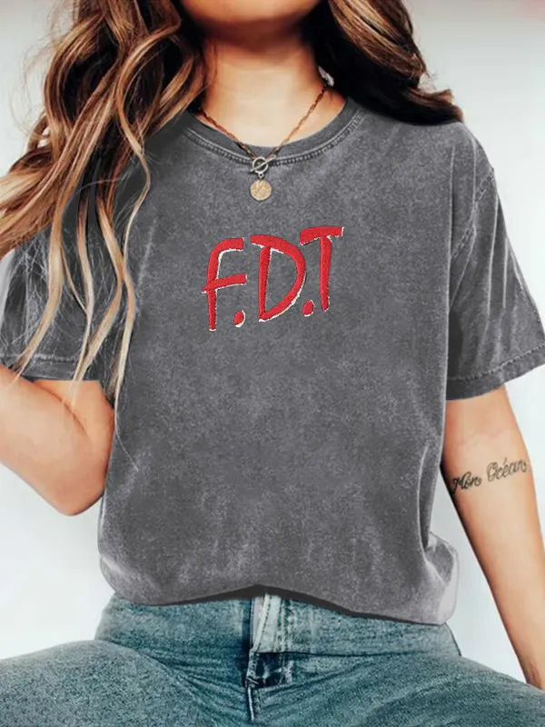Women'S T-Shirt Women’S Retro FDT Print Short Sleeve Casual T-Shirt